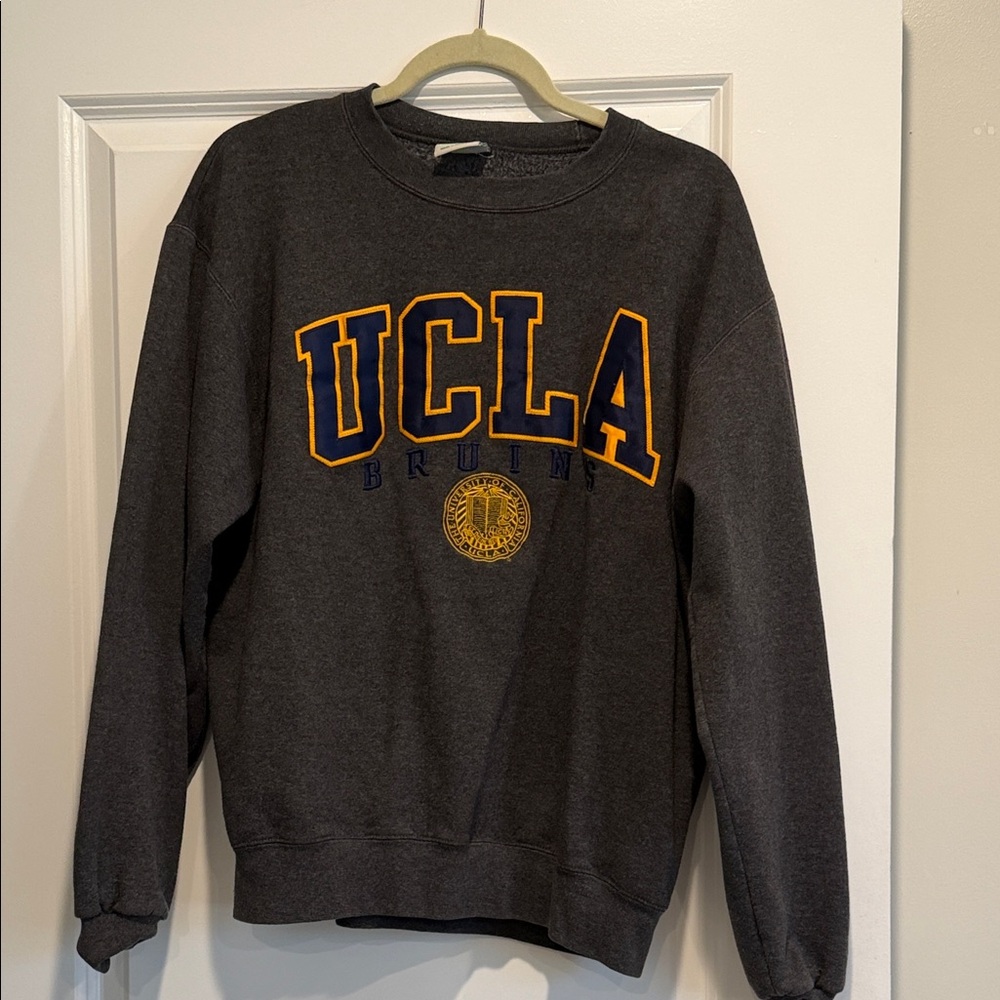 Champion UCLA Dark Gray Crewneck Sweatshirt with Gold & Navy Lettering